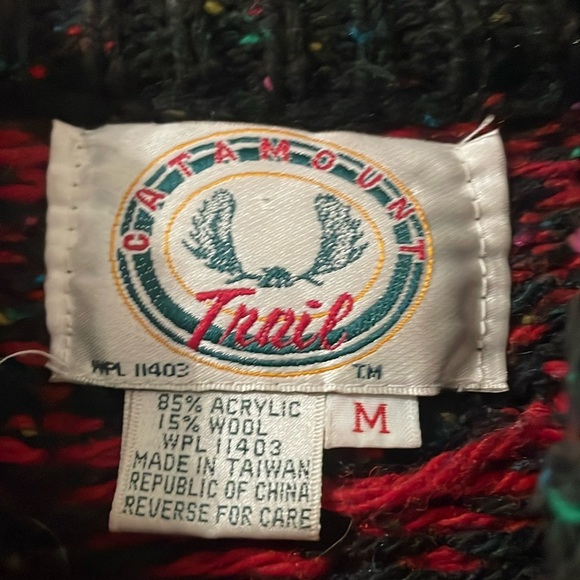 Vintage Catamount Trail Black and Red Cowl Turtleneck Sweater - Picture 3 of 4